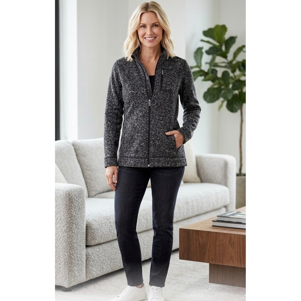 Calvin Klein Performance Womens Gray Marled Full Zip Fleece Jacket M8XEM887 S
